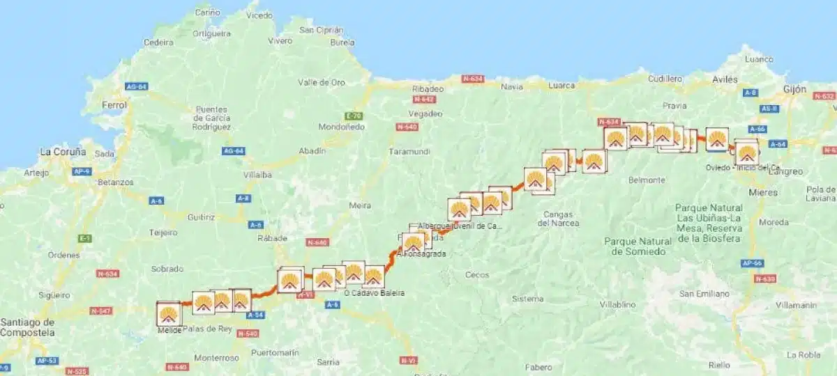 albergues en el camino primitivo cuantos y donde estan